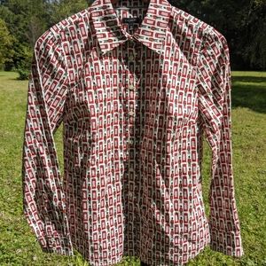 Talbot's retro red design button down